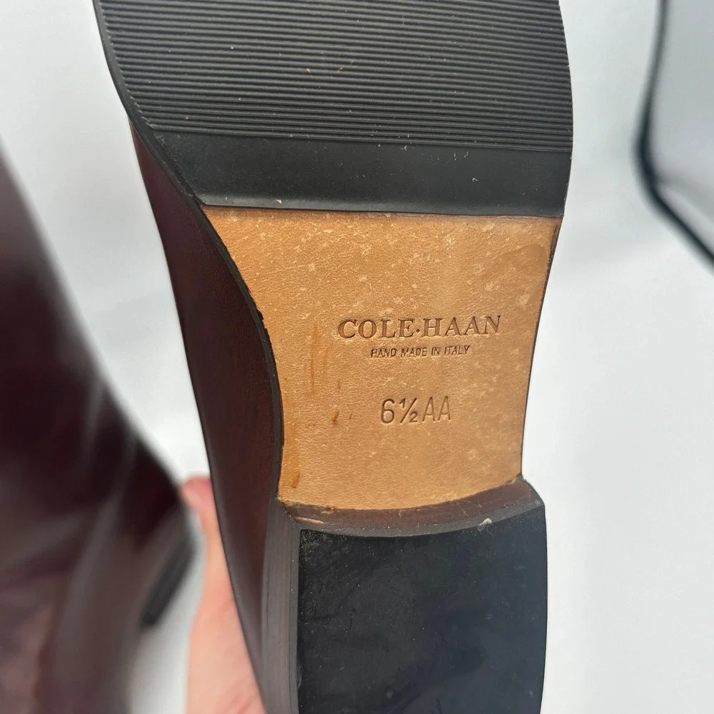 Vtg Cole Haan Riding Boots Women Sz 6.5 AA Brown Leather Tall Equestrian Italy - Picture 7 of 13